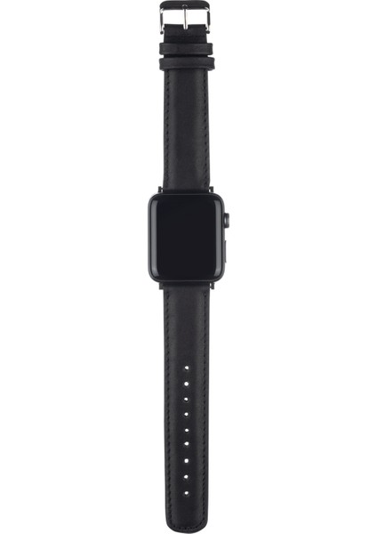 Apple Watch Uyumlu Deri Kordon 42 44 45 mm Siyah