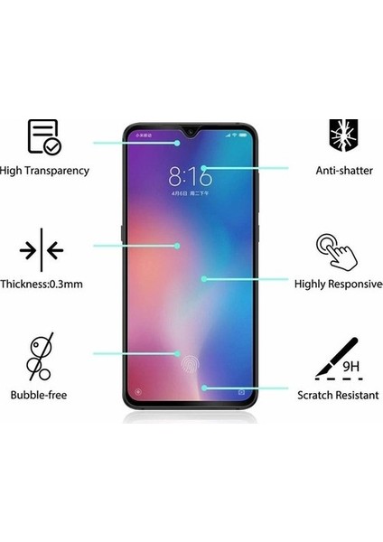 Huawei Psmart 2019 Temperli Siyah Ekran Koruyucu Kırılmaz Cam