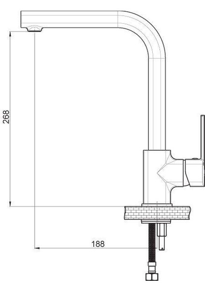 Tek Gövde Siyah Eviye Bataryası Armatürü Pedra MTE160-S