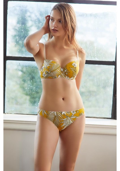 4196 Bayan Viskon Destekli Balenli Sütyen Slip Takım