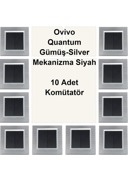 Ovivo Quantum Gümüş-Silver Mekanizma Siyah 10 Adet Komütatör
