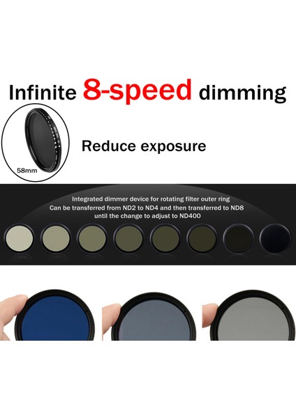 Nd2 ND400 Ince Fader Değişken Ayarlanabilir Nd Filtre Optik Cam 58MM (Yurt Dışından) fırsatları