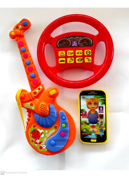 Berat Toys Üçü Birarada Türçe Müzikli Gitar Dokunmtk Türkçe Müzikli Telefon Türkce Sesli Direksiyon