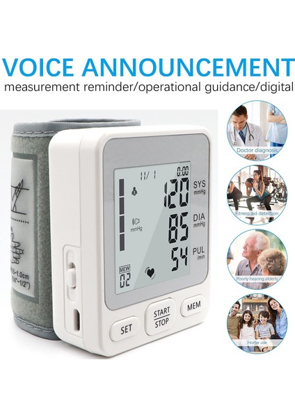 Sesli USB Otomatik Tonometre Dijital Bilek Kan Basıncı Monitörü (Yurt Dışından) fırsatları