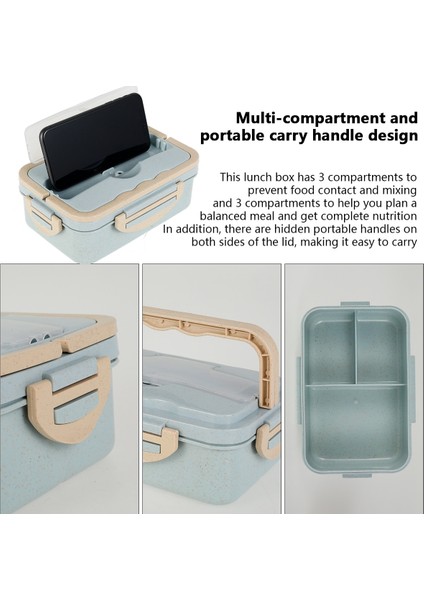 1000 ml Kutu Sızdırmaz 3 Bölme Öğle Yemeği Kutusu (Yurt Dışından) fırsatları