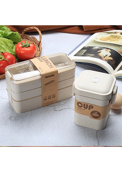 750ML 900ML Mikrodalga Yapılabilir Öğle Yemeği Kutusu Sağlıklı Malzeme 2 3 Katmanlar (Yurt Dışından)