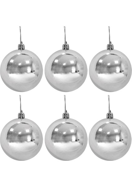 Gümüş Renk Çam Ağacı 6 cm Top Süs 6 Adet fiyatları