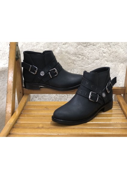 Kısa Boy Toka Detaylı Kaymaz Taban Kadın Bot Botie
