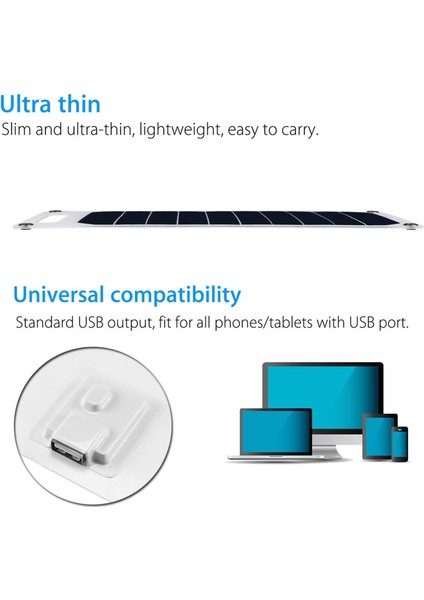 USB Taşınabilir Mini İnce Güneş Paneli Şarj Cihazı - Siyah (Yurt Dışından) modelleri