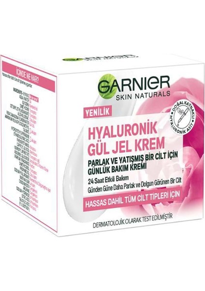 Hyaluronik Gül Jel Krem Parlak ve Yatışmış Bir Cilt Için Günlük Bakım Kremi 50 ml