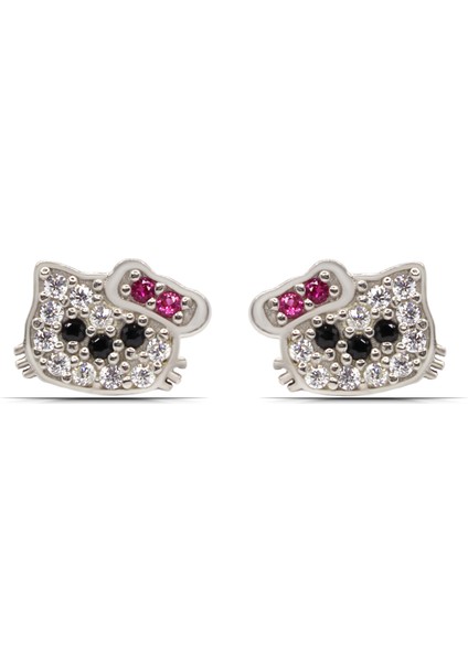 Hello Kitty Kedi 925 Ayar Gümüş Çocuk Küpe modelleri