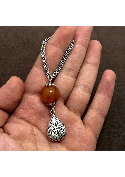 Toz Kehribar Taşlı Özel Tasarım Gümüş Anahtarlık fırsatları