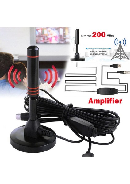 3c Store Hd Dijital Iç Mekan Güçlendirilmiş Tv Anteni 200 Mil Amplifikatörlü Ultra Hdtv Vhf / Uhf Hızlı Tepki Iç Mekan Dış Mekan Anten Hd Seti (Yurt Dışından)