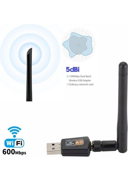 3c Store USB Wifi Adaptörü 802.11B / G / N Anten 600MBPS Usb2.0 Kablosuz Alıcı Dongle Ağ Lan Kartı Tv Kutusu Laptopwi-Fi Için (Yurt Dışından)