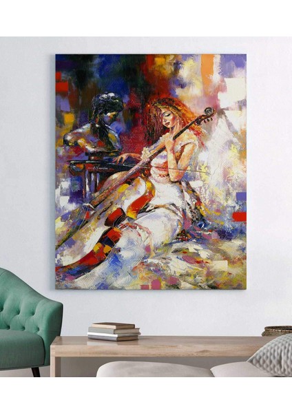 Viyoncelo Çalan Kız Kanvas Tablo