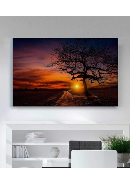 Günbatımı Kırmızı Gökyüzü Bulutlar Kanvas Tablo