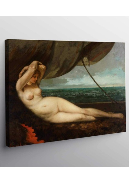 Courbet - Deniz Kenarında Uzanan Kadın Kanvas Tablo