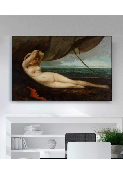 Courbet - Deniz Kenarında Uzanan Kadın Kanvas Tablo fiyatları