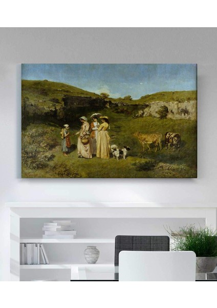 Gustave Courbet Köyün Genç Hanımları Kanvas Tablo