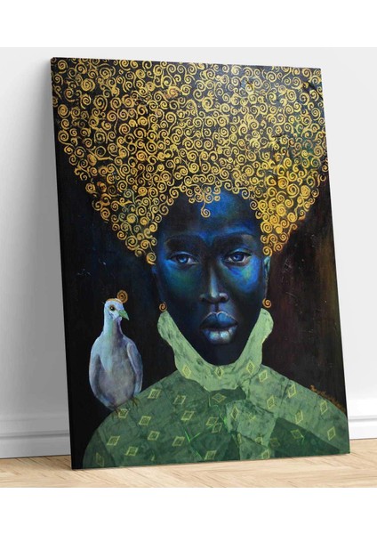 Siyah Kadın Kuş Kanvas Tablo fiyatları