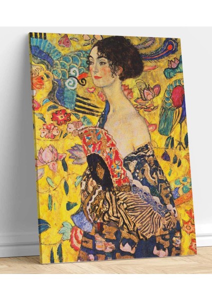 Gustav Klimt Lady With Fan Kanvas Tablo fiyatları