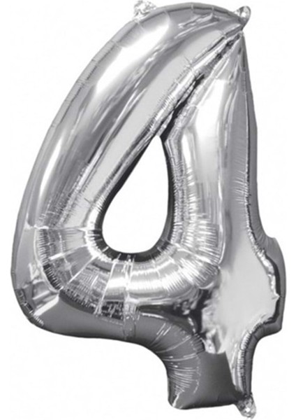 Rakam Folyo Balon Gümüş 4 Rakamı 34 Inç