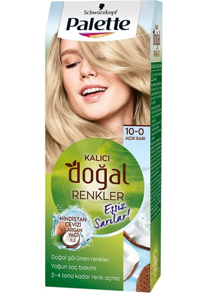 Kalıcı Doğal Renkler Saç Boyası 10-0 Açık Sarı