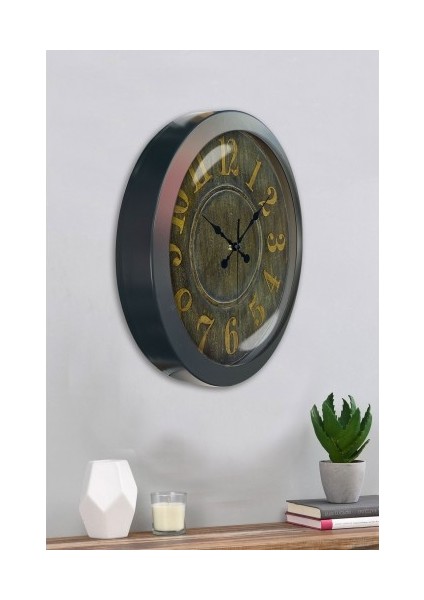 Salon Ofis Duvar Saati Gri Metal Çerçeve 36 cm