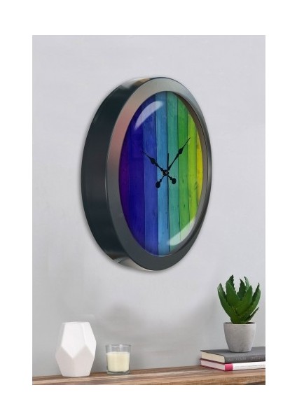 Salon Ofis Duvar Saati Gri Metal Çerçeve 36 cm