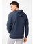 Erkek İndigo Modernfit / Ekstra Dar Kalıp Kapşonlu Fermuarsız Sweatshirt 2