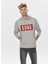 Gri Kapüşonlu Baskılı Sweatshirt 1