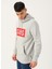 Gri Kapüşonlu Baskılı Sweatshirt 4