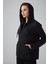 Kapüşonlu Cepli Sweatshirt Fermuarlı - Siyah 1