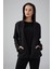 Kapüşonlu Cepli Sweatshirt Fermuarlı - Siyah 2