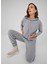 Kaşmir Karışım Kapşonlu Bol Kesim Kadın Triko Kazak Gri Melanj 3