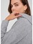 Kaşmir Karışım Kapşonlu Bol Kesim Kadın Triko Kazak Gri Melanj 5