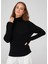 Fit Kalıp Balıkçı Yaka Kaşmir Kadın Triko Kazak Siyah 2