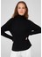 Fit Kalıp Balıkçı Yaka Kaşmir Kadın Triko Kazak Siyah 3