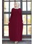 Neva Style - Yarasa Kol Bordo Tesettür Ferace 17801BR 1