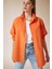 Kadın Oranj Oversize Uzun Basic Gömlek 3