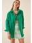 Kadın Koyu Yeşil Oversize Uzun Basic Gömlek 2