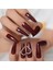 Eda Luxury Beauty Koyu Kırmızı Bordo Takma Tırnak Lüks 3D Kristal Taşlı Desenli Extra Uzun Kare Ballerina Nail Art 1