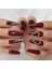 Eda Luxury Beauty Koyu Kırmızı Bordo Takma Tırnak Lüks 3D Kristal Taşlı Desenli Extra Uzun Kare Ballerina Nail Art 2