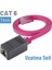 CAT6 Uzatma Seti, Yassı Ethernet Kablo ve Ekleyici, Fuşya, 50 cm 2