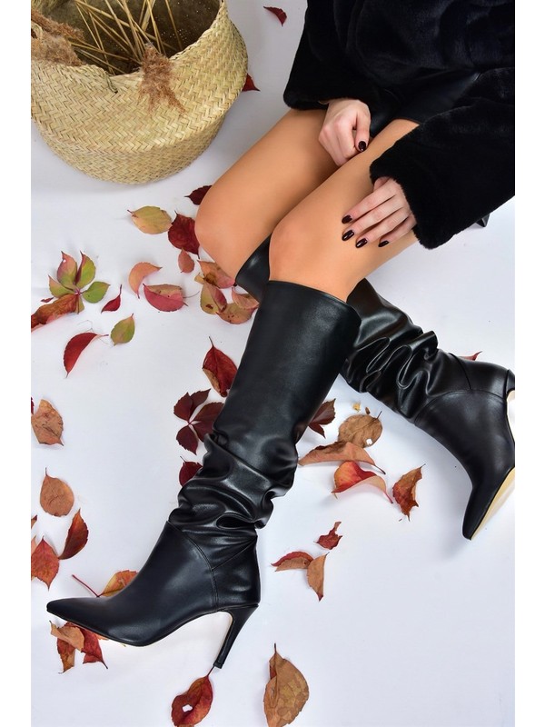 Fox Shoes Siyah Ince Topuklu Kadın Çizme L572009609