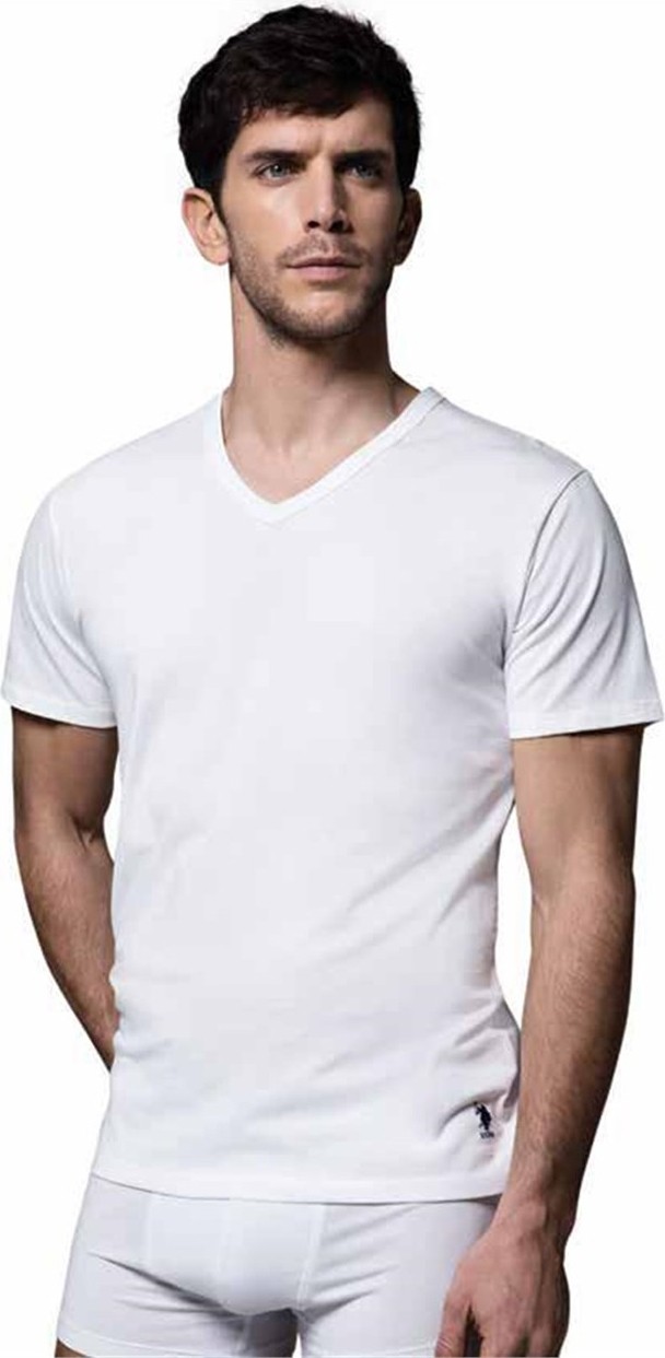 U.S. Polo Assn. 80199 Erkek 2'li V Yaka Kısa Kol Atlet görsel 2