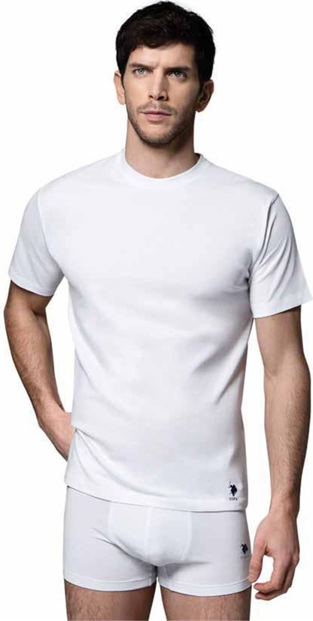 U.S. Polo Assn. 80196 Erkek 2'li Yuvarlak Yaka Kısa Kol Atlet görsel 2
