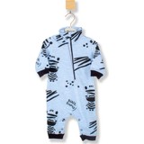 Ages Angels Zebra Baskılı Fermuarlı Açık Mavi Bebek Tulum