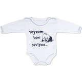 Ages Angels Penye Uzun Kollu Teyzem Beni Seviyor Baskılı Lacivert Çıtçıtlı Bebek Badi