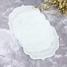 Weare2 Beyaz Renkli Çift Sargı Nakışlı 4'lü Kokteyl Peçetesi